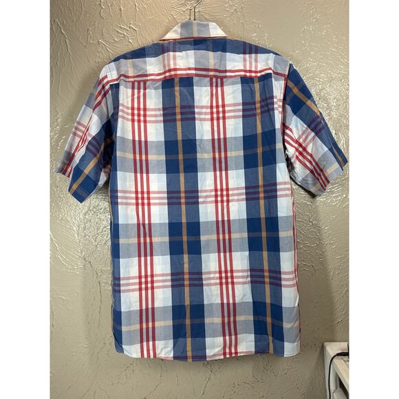 Casa Moda Casual Fit Shirt Short Sleeve Button Down Plaid Pocket Mens Sz Medium - Picture 4 of 5
